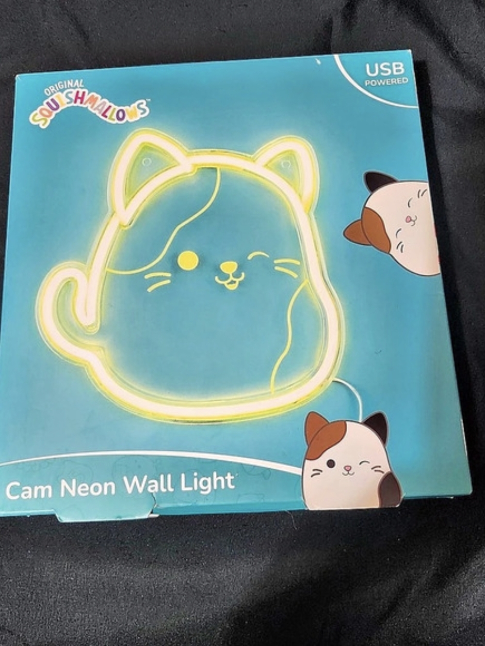 Squishmallows Cam Neon Wall Light Blue & Yellow